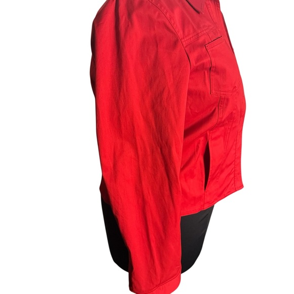 Jones New York Barbie core Red Lightweight Jacket Cotton blend Classic Collar - Picture 3 of 10